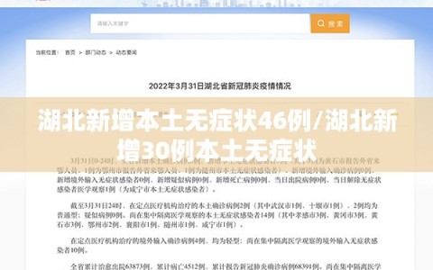 湖北新增本土无症状46例/湖北新增30例本土无症状
