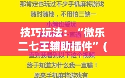 技巧玩法：“微乐二七王辅助插件”(透视挂)辅助透视教程