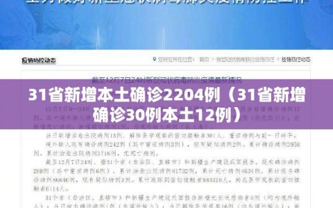 31省新增本土确诊2204例（31省新增确诊30例本土12例）