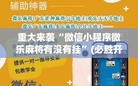 重大来袭“微信小程序微乐麻将有没有挂”(必胜开挂神器)