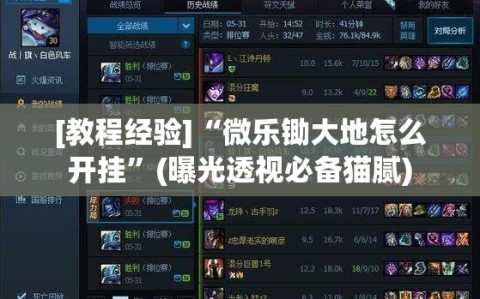 [教程经验]“微乐锄大地怎么开挂”(曝光透视必备猫腻)