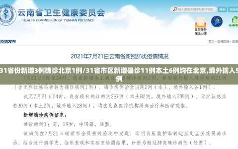 31省份新增3例确诊北京1例/31省市区新增确诊11例本土6例均在北京,境外输入5例