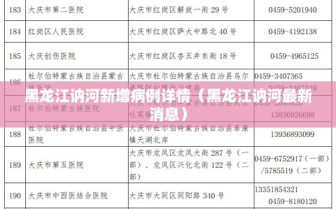 黑龙江讷河新增病例详情（黑龙江讷河最新消息）