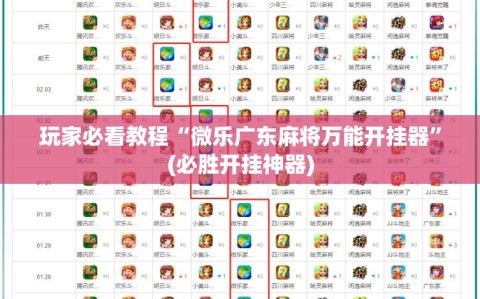 玩家必看教程“微乐广东麻将万能开挂器”(必胜开挂神器)