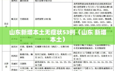 山东新增本土无症状53例（山东 新增本土）