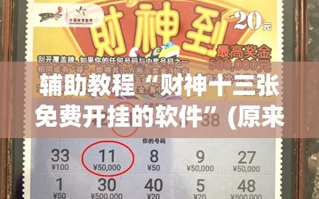 辅助教程“财神十三张免费开挂的软件”(原来确实是有插件)