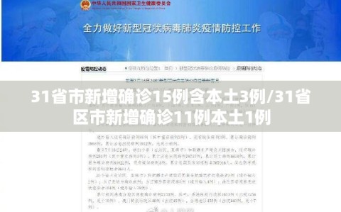 31省市新增确诊15例含本土3例/31省区市新增确诊11例本土1例