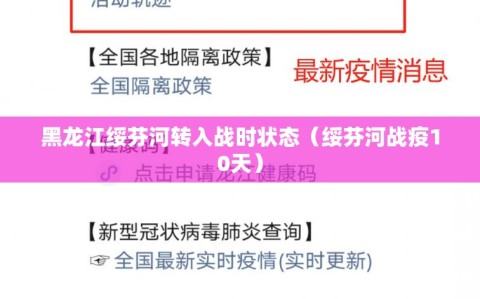 黑龙江绥芬河转入战时状态（绥芬河战疫10天）