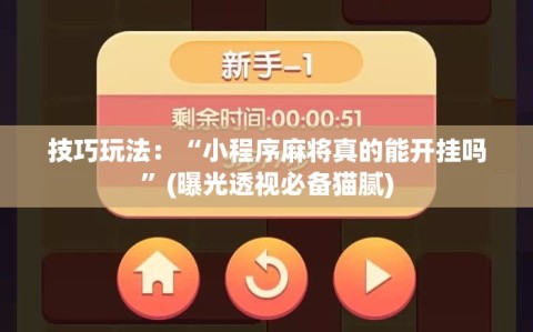 技巧玩法：“小程序麻将真的能开挂吗”(曝光透视必备猫腻)