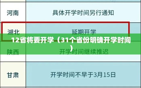 12省将要开学（31个省份明确开学时间）