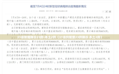 31省新增确诊23例:本土2例（31省份新增23例确诊 本土2例）