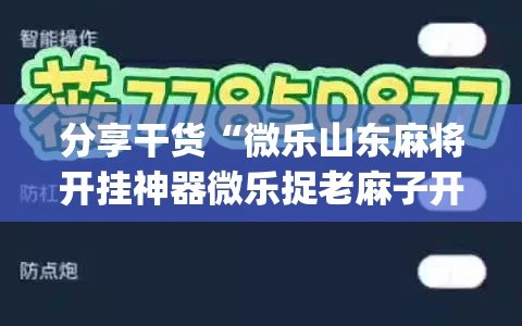 分享干货“微乐山东麻将开挂神器微乐捉老麻子开挂神器”开挂(透视)辅助神器