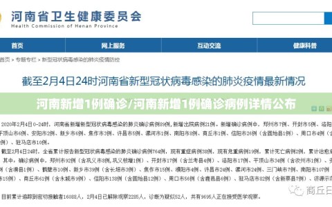 河南新增1例确诊/河南新增1例确诊病例详情公布