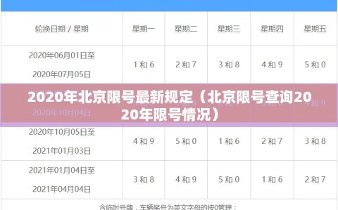 2020年北京限号最新规定（北京限号查询2020年限号情况）