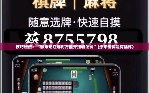 技巧玩法：“微乐龙江麻将万能开挂器免费”(原来确实是有插件)