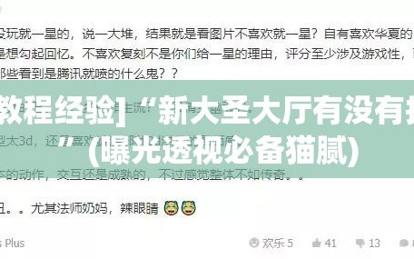 [教程经验]“新大圣大厅有没有挂”(曝光透视必备猫腻)