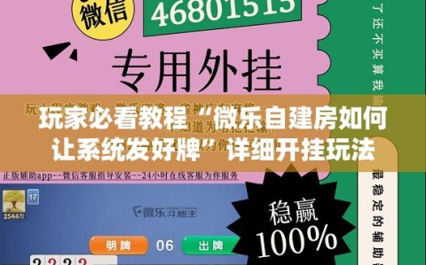 玩家必看教程“微乐自建房如何让系统发好牌”详细开挂玩法