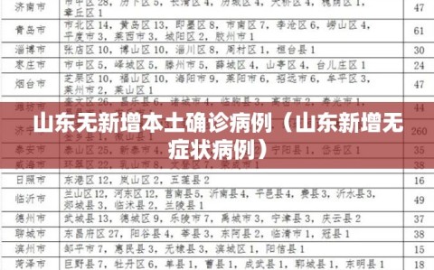 山东无新增本土确诊病例（山东新增无症状病例）