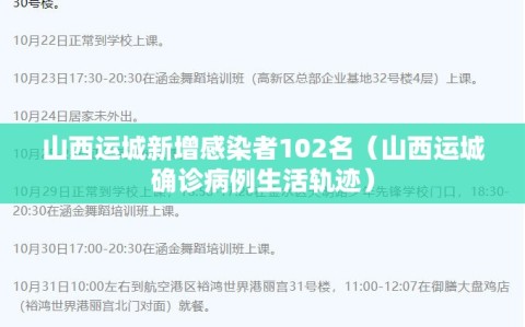 山西运城新增感染者102名（山西运城确诊病例生活轨迹）