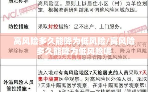高风险多久能降为低风险/高风险多久能降为低风险呢