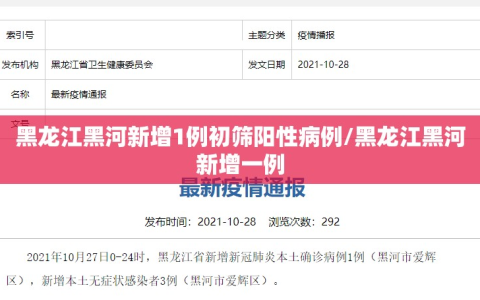 黑龙江黑河新增1例初筛阳性病例/黑龙江黑河新增一例