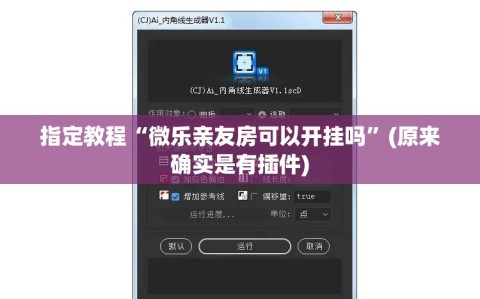 指定教程“微乐亲友房可以开挂吗”(原来确实是有插件)