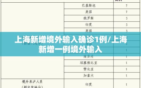 上海新增境外输入确诊1例/上海新增一例境外输入