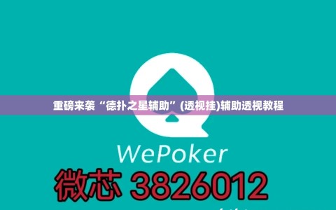 重磅来袭“德扑之星辅助”(透视挂)辅助透视教程