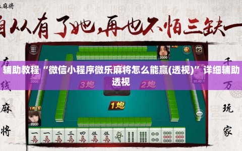 辅助教程“微信小程序微乐麻将怎么能赢(透视)”详细辅助透视