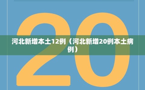 河北新增本土12例（河北新增20例本土病例）