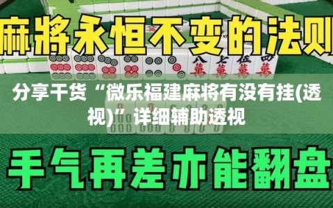 分享干货“微乐福建麻将有没有挂(透视)”详细辅助透视