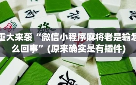 重大来袭“微信小程序麻将老是输怎么回事”(原来确实是有插件)