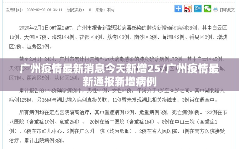 广州疫情最新消息今天新增25/广州疫情最新通报新增病例