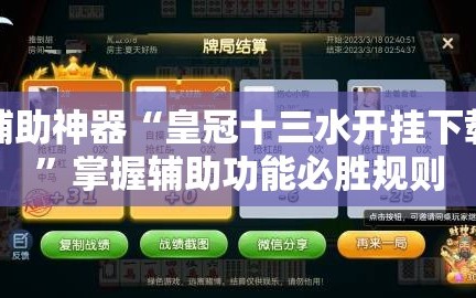 辅助神器“皇冠十三水开挂下载”掌握辅助功能必胜规则