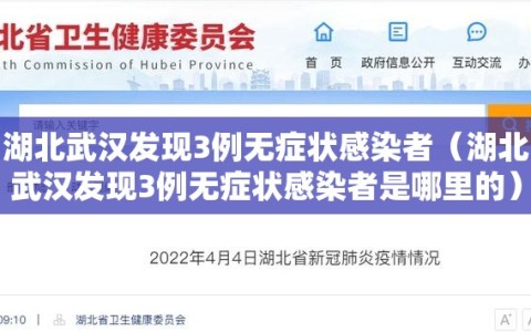 湖北武汉发现3例无症状感染者（湖北武汉发现3例无症状感染者是哪里的）