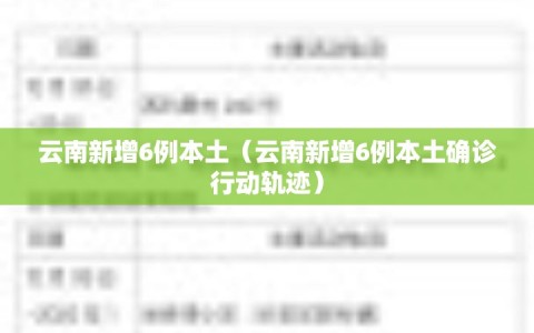 云南新增6例本土（云南新增6例本土确诊行动轨迹）