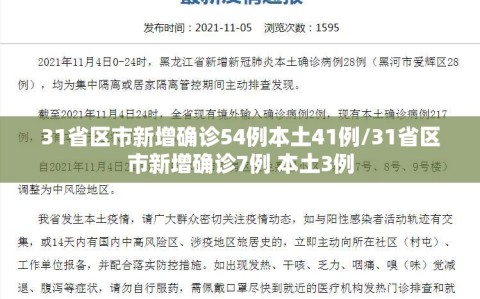 31省区市新增确诊54例本土41例/31省区市新增确诊7例 本土3例