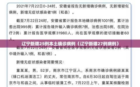 辽宁新增25例本土确诊病例（辽宁新增27例病例）