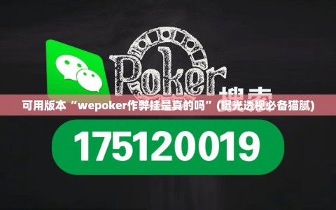 可用版本“wepoker作弊挂是真的吗”(曝光透视必备猫腻)